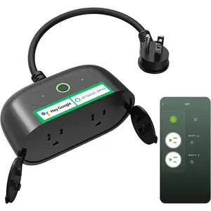 Smart Outdoor Smart Plug, Smart Home Wi-Fi Outlet with 2 Sockets, IP64 Weather Resistance, Compatible with Alexa, Google Home & SmartThings, No Hub Required