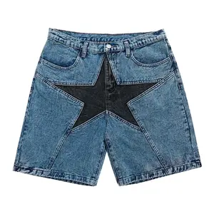 Patchwork Jorts Jean Shorts Denim Shorts Street Style Streetwear camo shorts men's shorts 5 pack Menswear Man Pants Trouser Tropical Pocket Blue
