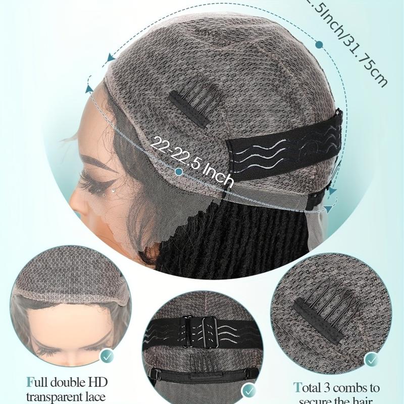 2025 new Full Lace Dreadlock Wig with Baby Hair Short Faux Locs Wig for Women And Men Lightweight Pre-Plucked Micro Locs Wig African American Synthetic Twist Braid Wigs