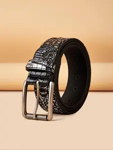 Men's Crocodile Embossed PU Buckle Belt, Fashion Belt for Party, Daily Clothing Decor, Trendy All-match & Exquisite Belt for Birthday Gift