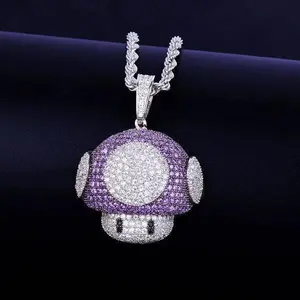 [ICE HUE] Unisex 18K Gold Vacuum Plated Copper Necklace with 5A+ Sri Lanka Zircon Mushroom Bohemia Pendant - Miami, Italy, Mexico & Micro Inspired Luxury Costume Jewelry, Daily Wear Gift Idea, Unisex Jewelry