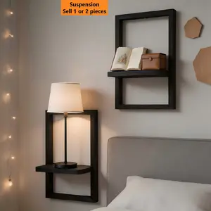Floating Wall Shelf, Rustic Wooden Hanging Display Stand, Space-Saving Storage Rack for Bedroom, Living Room, Bathroom, Decorative Items, Plants, Photos
