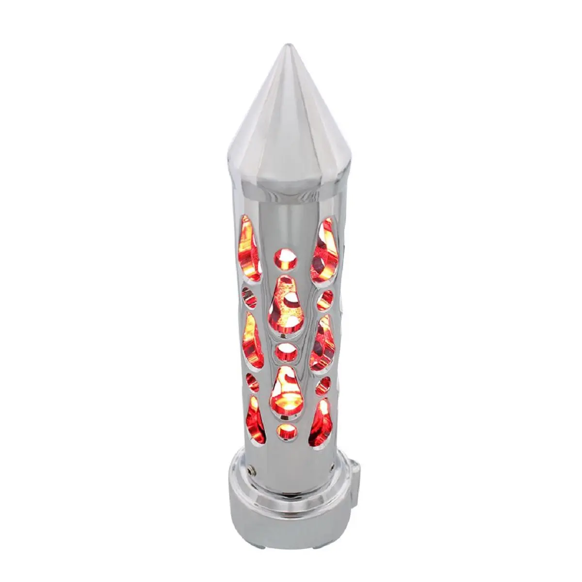 Chrome "Brooklyn" 9/10 Speed Spike Gearshift Knob w/ High Power LED - Red