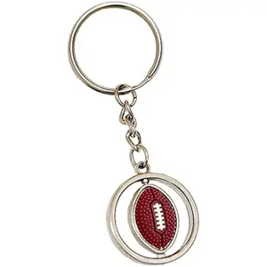 Rotating Rugby American Football Keychain,Baseball Basketball Keychains, Backpack Charm Pendant Soccer Ball Fan Key Chains, Sports Key Chain for Mens Birthday Gift