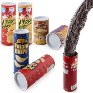 Pop-Up Spring Snake Toy in Disguised Potato Chip Can, Classic Hidden Surprise Practical Joke Prank for Party Fun