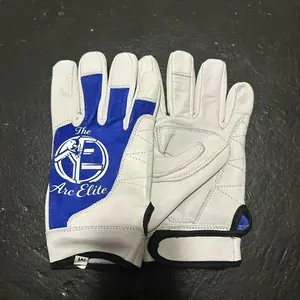 TiG Mechanix Gloves - Layered Leather, Blue and White, Ideal for Work and Daily Use