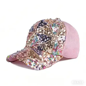 Fashionable Sequined Baseball Cap for Women - Summer Outdoor Sun Protection Hat, Beach Visor Mesh Cap