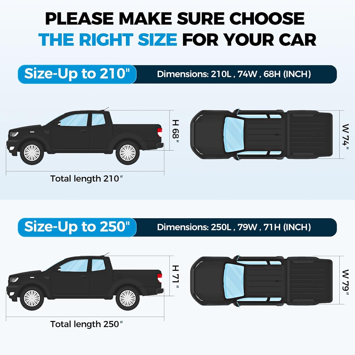 Truck Cover Waterproof All Weather, 10 Layers Outdoor Full Exterior Cover with Rain Sun UV Snowproof Protection with Zipper Cotton, Universal Fits Up to 210 Inch for Automobiles Truck Cover Waterproof All Weather, 10 Layers Outdoor Full Exterior Cover with Rain Sun UV Snowproof Protection with Zipper Cotton, Universal Fits Up to 210 Inch for Automobiles