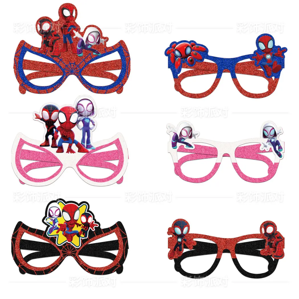 Marvel Spider‑Man Paper Glasses, 6‑Pack Party Favor Eyeglasses for Kids Birthday Theme Party Decor Supplies
