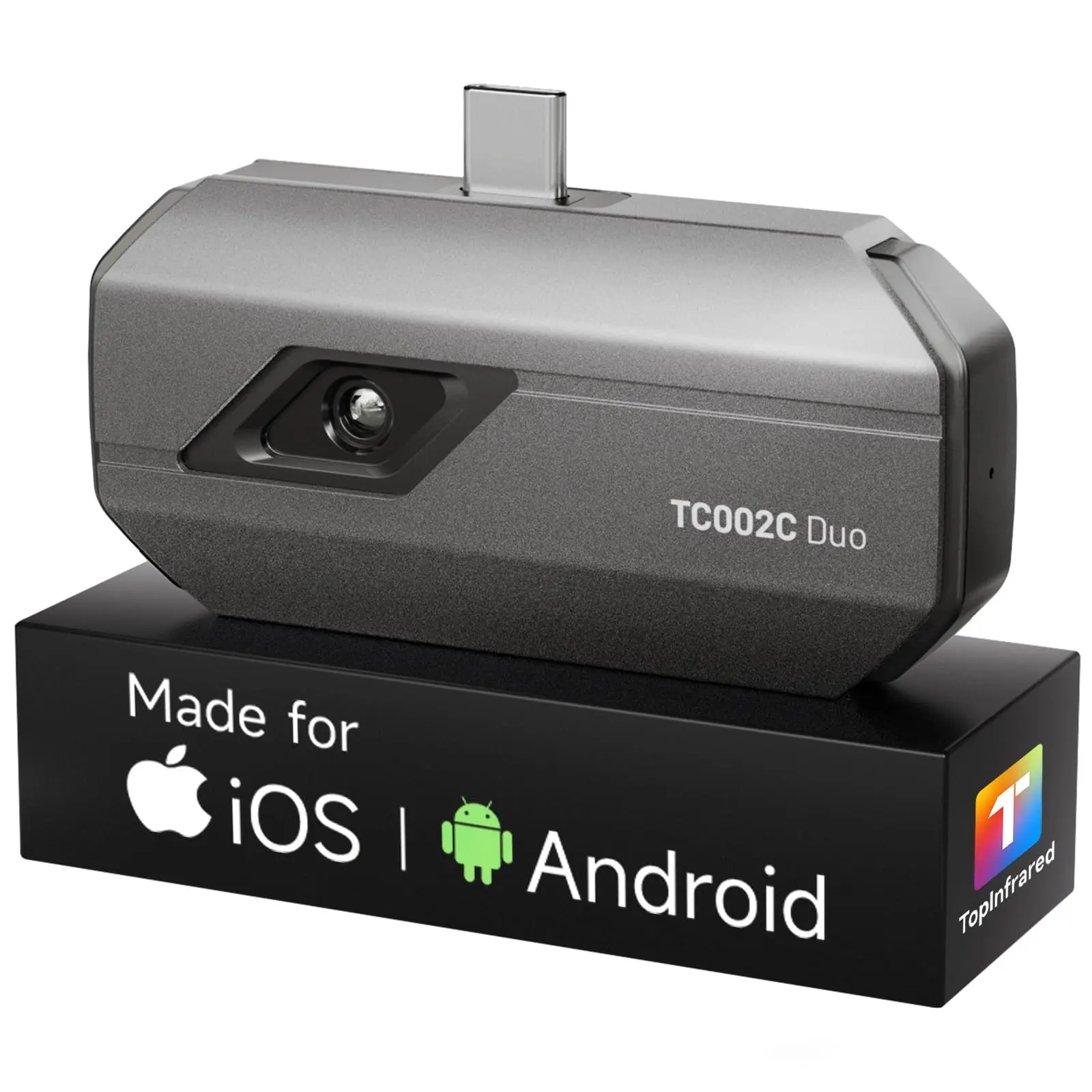 TOPDON TC002C Duo Thermal Imager - Lightweight Universal Thermal Camera for Automotive Technicians, Home Inspectors, USB-C Compatible with iPhone, iPad, Android, 512x384 Super Resolution, 256x192 IR Resolution, -4°F to 1022°F Temp Range, Grey