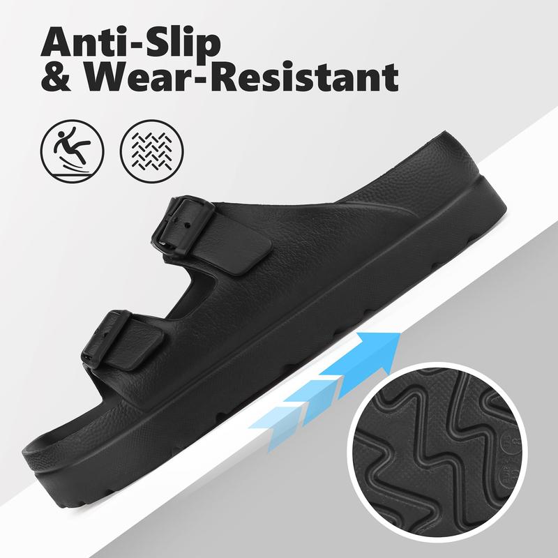 2026 New EVA Thick Bottom Casual Slippers with Height Increase for External Wearing, Cool Slippers with Double Buckles, Lightweight and Anti slip Beach Shoes for Women