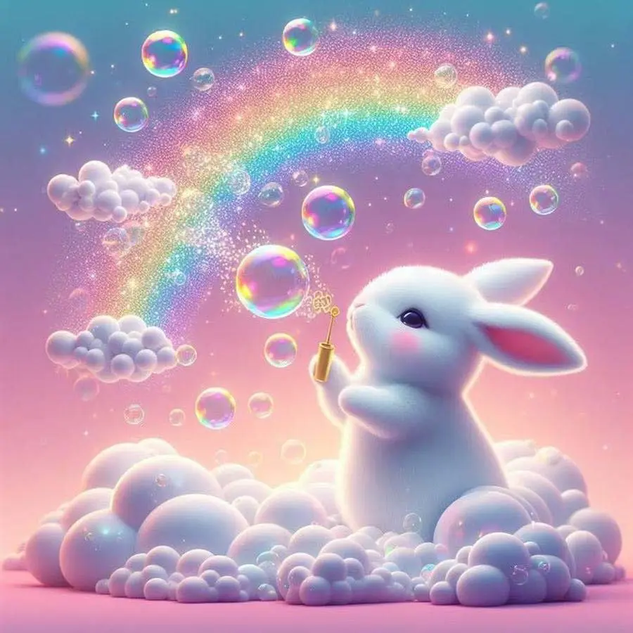 5D DIY Full Drill Round Diamond Painting - Diamond Painting Kit Rabbit Rainbow Mosaic Canvas DIY Wall Art, Home Wall Decoration