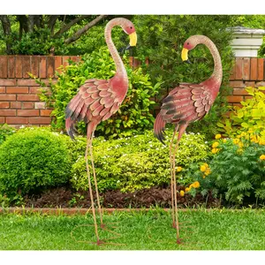 Pure Garden Set of 2 Flamingo Garden Statues Lawn Ornaments