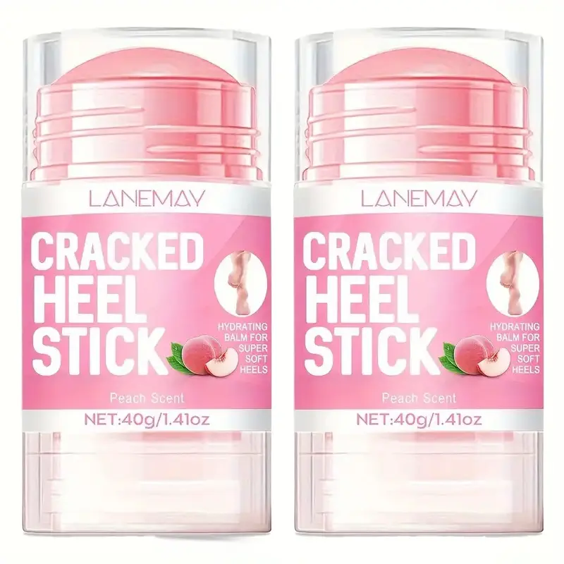 Portable Heel Repair Balm Stick – Provides long-lasting moisture to improve cracked, rough soles. Features a peach scent that soothes dry, thickened skin and softens the feet; deeply nourishes and repairs cracked heels.