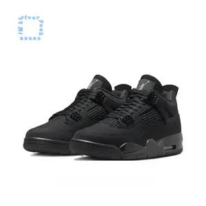 All-Black Suede and Mesh Mid-Top Retro Basketball Shoes