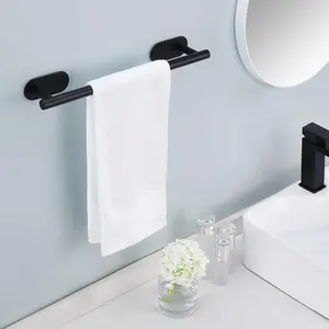 Luxury No-Drill Wall-Mounted Towel Rack, Stainless Steel Rustproof, Strong Adhesive, Damage-Free Installation, Bathroom Essential Organizer