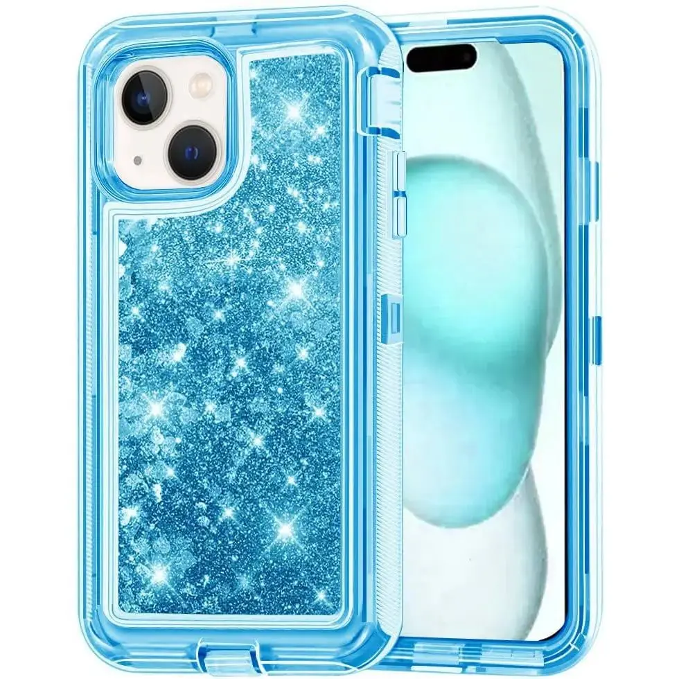 Entronix Heavy Duty Glitter Case for iPhone 15 Plus, Triple-Layer & Full Protection, Cover Protector
