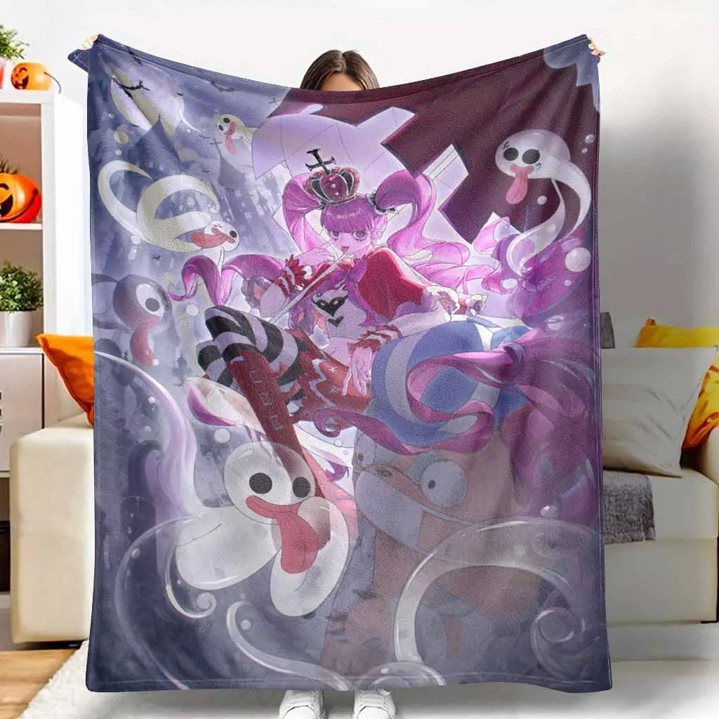 Gothic Ghost Princess Flannel Blanket Anime Fantasy Spirit Print Soft Cozy Lightweight Warm Throw for Bedroom Sofa Gaming Dorm Halloween Party Travel Gift