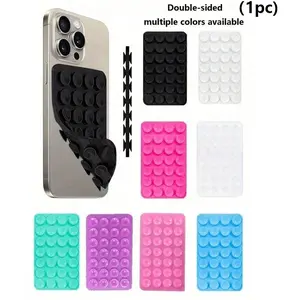 New Silicone Suction Cup Phone Holder, Square Dual-Sided Stand, Sticky Case Mount, Compatible with Apple and Android Phones