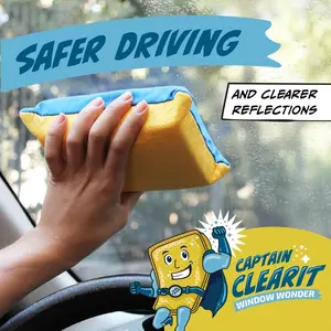 Large Size Super Absorbent Anti-Fog Sponge, Ideal for Car, Mirror, Glass Cleaning, Universal Indoor and Outdoor Cleaning Tool, Ergonomic Design, Windshield Cleaning Tool