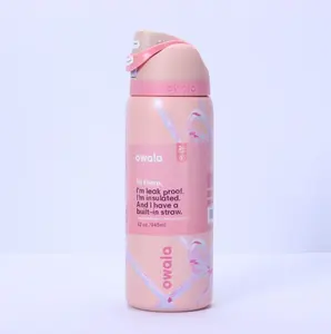 Owala FreeSip Thermal Water Bottle - 32oz Stainless Steel Flask, Stylish Insulated Travel Drinkware, Portable Traveler Tumbler with Double-Use Straw, Direct-Drinking Design, Cold Retention, New Pink Bow for Outdoor Use