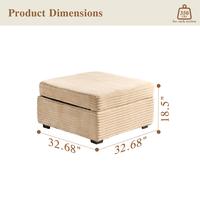 Beige Plush Corduroy Ottoman