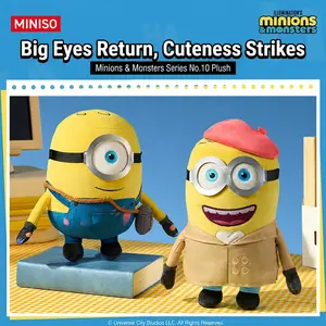 MINISO × Minions & Monsters Series No.10 Plush Figure (James & Henry), Soft Stuffed Collectible Toy, Cute Desk Decor, Gift for Kids & Fans