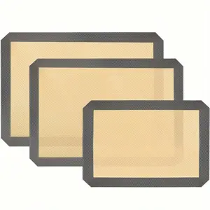 3 Piece Silicone Baking Mats, Food Grade Safe Tray Liners, Reusable Oven Proof Heat Resistant, Ideal for Cookies Macarons Bread Pastries, Bakeware