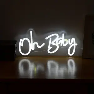 PS Oh Baby Neon Light, Fashionable Letter Design, USB Charging LED Neon Light Sign, For Home Party Decoration, 1 pc, Table Night Light