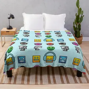 geometry dash unblocked level Throw Blanket Retros Decorative Decoratives Blankets Suitable for beds and sofas can also be given as a gift