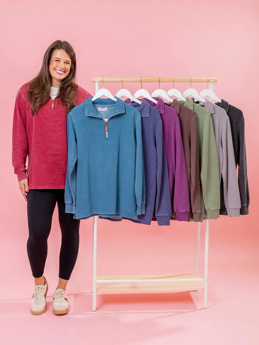 Lived In 1/4 Zip Garment Washed Pullover by DD Design | S-3XL