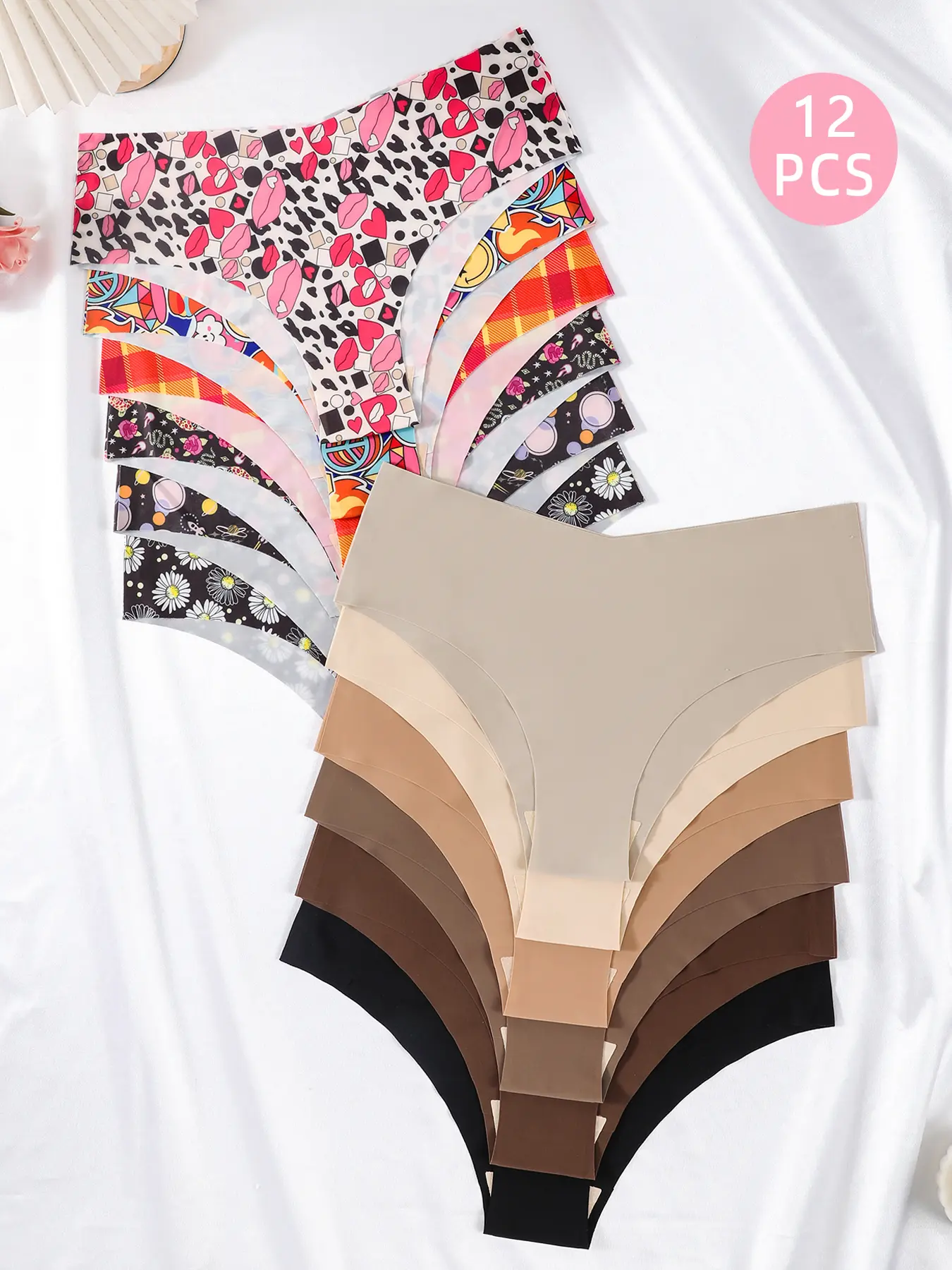 7-pack Halloween women's panties with cute pumpkin skeleton ghost prints, low waist sexy thongs, suitable for wearing during Halloween, fall, winter, and everyday activities., Letter Print Panty
