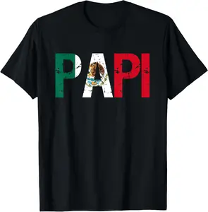 regalos del dia del padre Papi Mexican Flag T-Shirt Pure Cotton Graphic Tees Menswear Top: Gifts for Men & Women