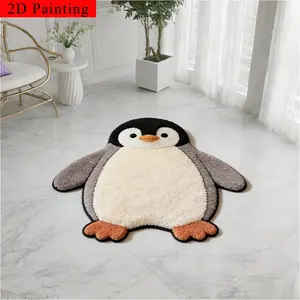 2D plane cute penguin shape living room sofa carpet special-shaped irregular entrance door mat trendy personality bedroom decoration bedside carpet home bathroom toilet non-slip carpet lounge study plush carpet reading area play area carpet