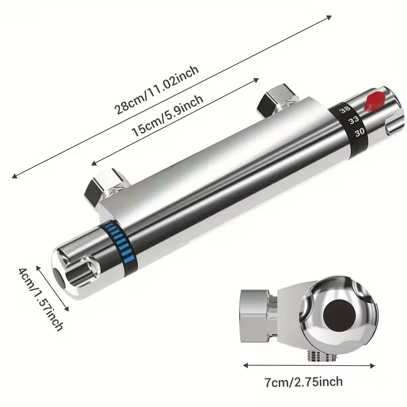 Wall Mounted, Valve 1/2" Outlet, Thermostatic Shower Mixer Bar For Bathrooms, Chrome Modern Mixer Tap Style Chrome Thermostatic