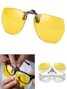 Reversible Clip-On Night Vision Glasses, Anti-Glare Polarized HD Lenses, Unisex Night Sight Protection Outdoor Sunglasses, All Seasons Use