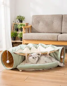 Collapsible Cat Tunnel Durable Washable Interactive Pet Play Tube for Cats Kittens Trail & Tail