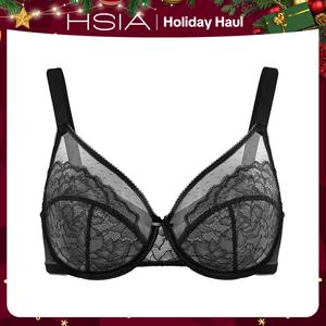 HSIA Enchante Floral Lace Plus Size Underwire Unlined Unpadded Minimizer Full Coverage Bra Women's Wear Comfortable Breathable Mesh Cup TikTokShopBlackFriday
