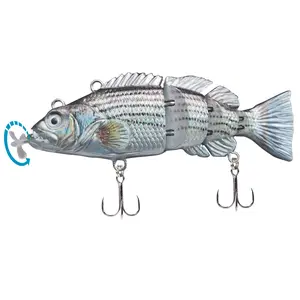 HADORAM Robotic Swimming Lure 3.9” Electronic Lures USB Rechargeable LED Light 4 Segment Multi Jointed Swimbait Fishing Tackle for Bass Trout Pike