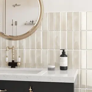 Beige Vintage Subway Tile Peel and Stick Backsplash for Waterproof Tile Sticker Stick on Back Splash Self Renter Friendly Backsplash for Shower 3D Wall Stickers