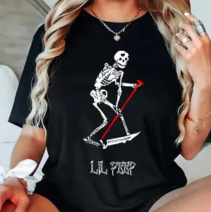 Lil Peep Skeleton T Shirt Streetwear Hip Hop Vintage T-Shirts Tee Shirt Men Women