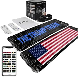 BNB MAGA Trumbp 2025 Text LED Car Sign – American Flag Pixel Panel, Programmable LED Display Board with Remote, Patriotic Car Accessories Decoration Light for Trum Train Fans