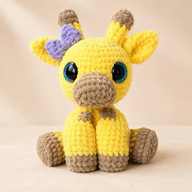 Crochet Giraffe Plush Toy, Soft Handmade Stuffed Animal for Kids, Cute Decor Gift