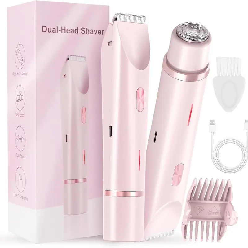 Women's Dual Head Hair Remover, Electric Bikini Trimmer Shaver for Pubic Area, Precision Gynecological Hair Removal Tool, Gentle