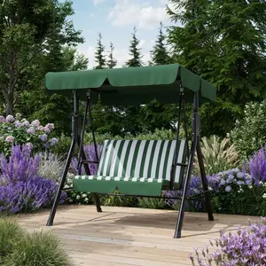 2-Person Outdoor Porch Swing with Adjustable Canopy – Patio Swing Chair with Stand, Heavy Duty Metal Frame for Adults, Garden, Backyard & Poolside