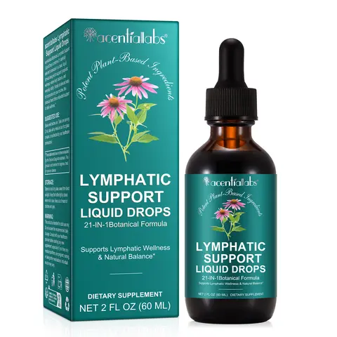 21-in-1 Lymphatic Drops for Lymph System Support Supplement for Women & Men with Echinacea, Dandelion, Burdock, Bromelain, Calendula, Turmeric & More, Healthcare, travel essentials