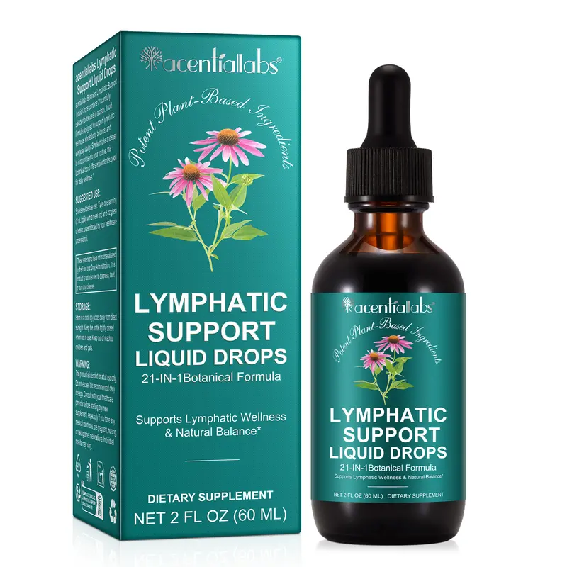 21-in-1 Lymphatic Drops for Lymph System Support Supplement for Women & Men with Echinacea, Dandelion, Burdock, Bromelain, Calendula, Turmeric & More, Healthcare, travel essentials