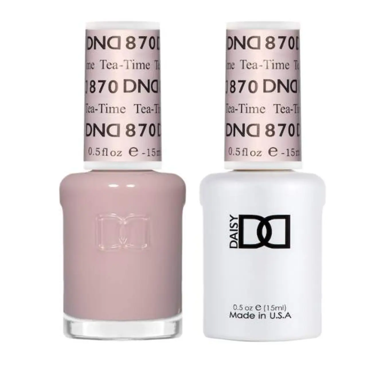 DAISY DND Sheer Collection Cosmetic Nail Care Set - Beauty Products for Almond Nails Inspo, Flawless Manicure Kit with Chip-Free Dual Gel Polish (UV Light Gel, Air Dry Lacquer), 0.5 Fl Oz Each, Tea Time #870, Nail Inspo, Multi-Pack