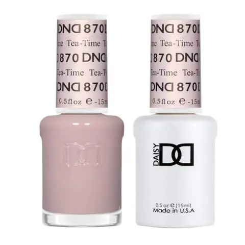 DAISY DND Sheer Collection Flawless Gel Polish Set - 0.5 Fl Oz Chip-Resistant Dual Kit (UV Light, Air Dry Lacquer), Almond-Nail Fit, Contains Neither, for DIY/Gel X Manicure at Home, Tea Time #870 Multi-Pack