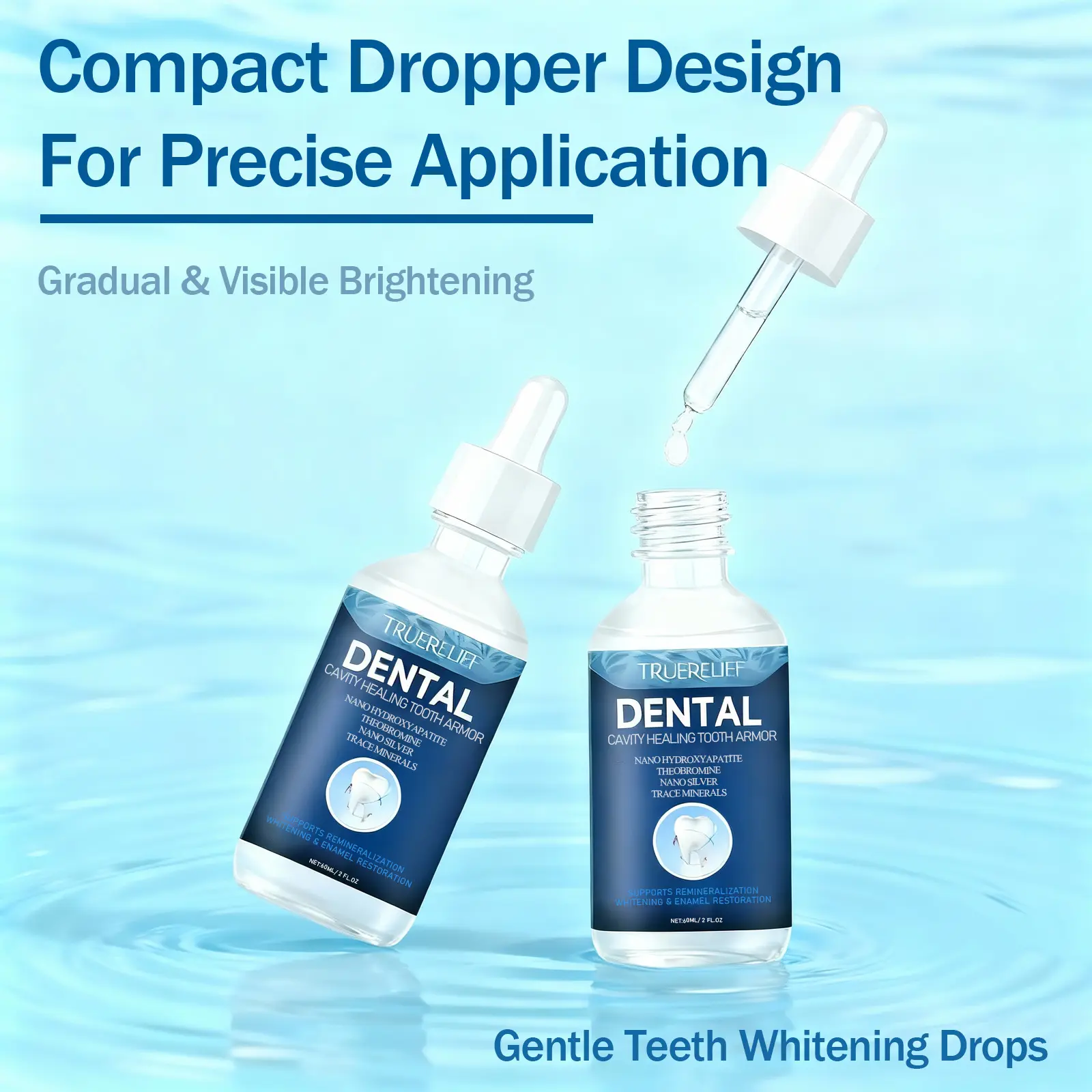2 TrueRelief Original Tooth Armor Liquid Drops – Fluoride-Free Nano Hydroxyapatite Oral Care Drops for Daily Enamel Care & Fresh Breath